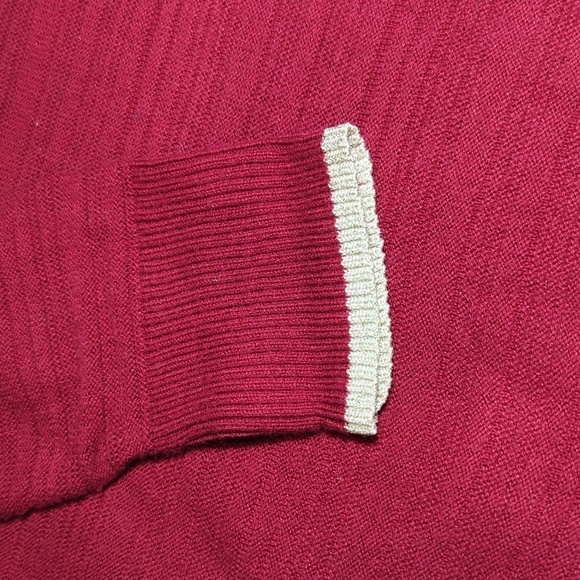 LOFT Sweater Red with Silver Stripe Long Sleeve Crew Neck Size XS - Picture 5 of 10